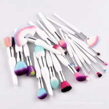 Hot Selling Profession 15PCS Pearl White Handle Rainbow Hair Brushes Foundation  Eye Shadow Super Soft Makeup Tools Kit